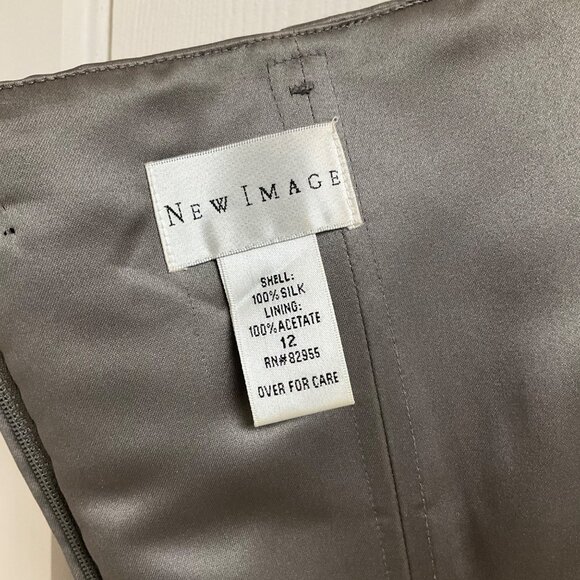 New Image Two-Piece Gray Corset Sweep Train Silk Womens Sz 10 Formal Dress Prom - Picture 15 of 16